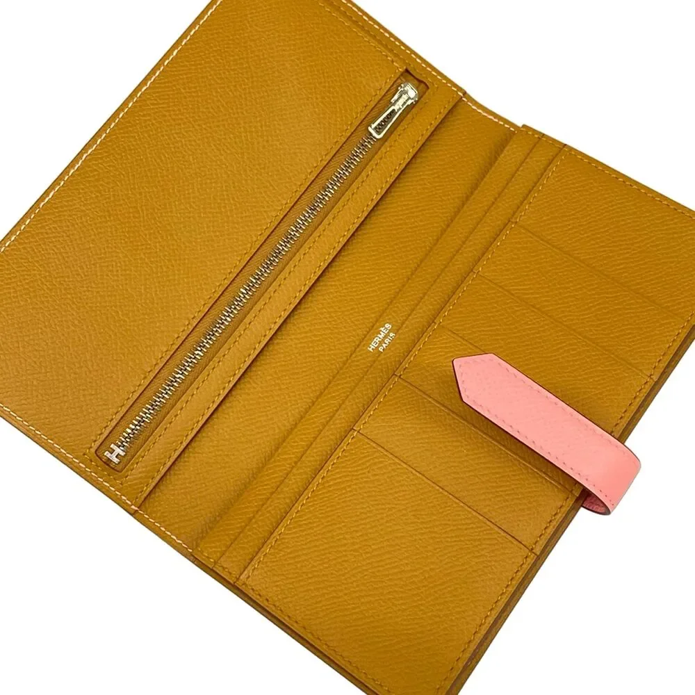 Hermès Bearn Souffle Verso Long Wallet Rose Confetti Sesame